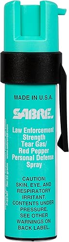 SABRE Spray de pimienta avanzado, fórmula 3 en 1 que contiene gas pimienta de máxima resistencia, gas lacrimógeno militar CS y tinte de marcado UV,