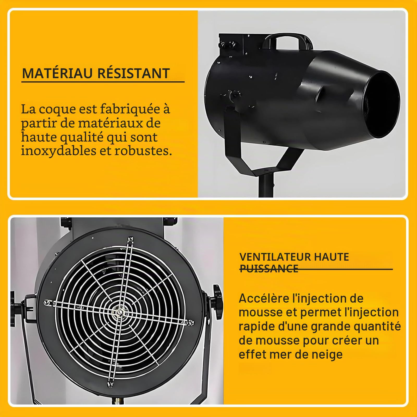 Grande Machine à Mousse, Canon a Mousse Haute Puissance 1000W, Machine a Bulle à Angle Réglable pour Fête en Plein Air, Baignade Estivale pour Enfants, Distance de 6 à 10 m/Zone de 80 ㎡ Black
