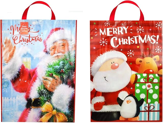 2X Jumbo Gift Bag Christmas Xmas Presents Extra Large Novelty Santa Red Set