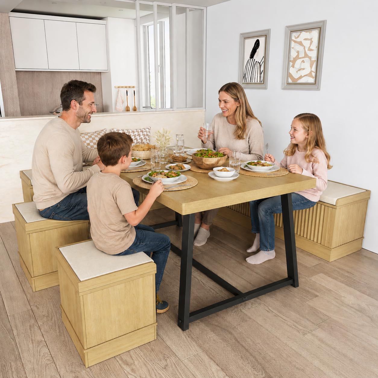 Amazon.com - XIAO WEI Corner Dining Table Set, 6-Piece Breakfast
