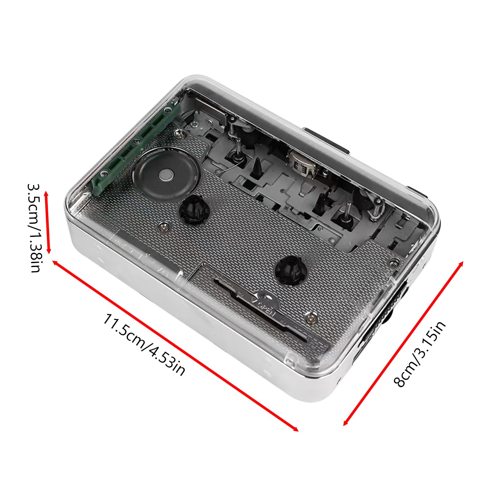 Dwukanałowy Stereofoniczny Przenośny Przezroczysty Konwerter MP3 Odtwarzacz Kasetowy USB2.0, Czysta jakość Dźwięku, łatwy Transfer, Lekka Konstrukcja, Mocne Odtwarzanie Dźwięku,