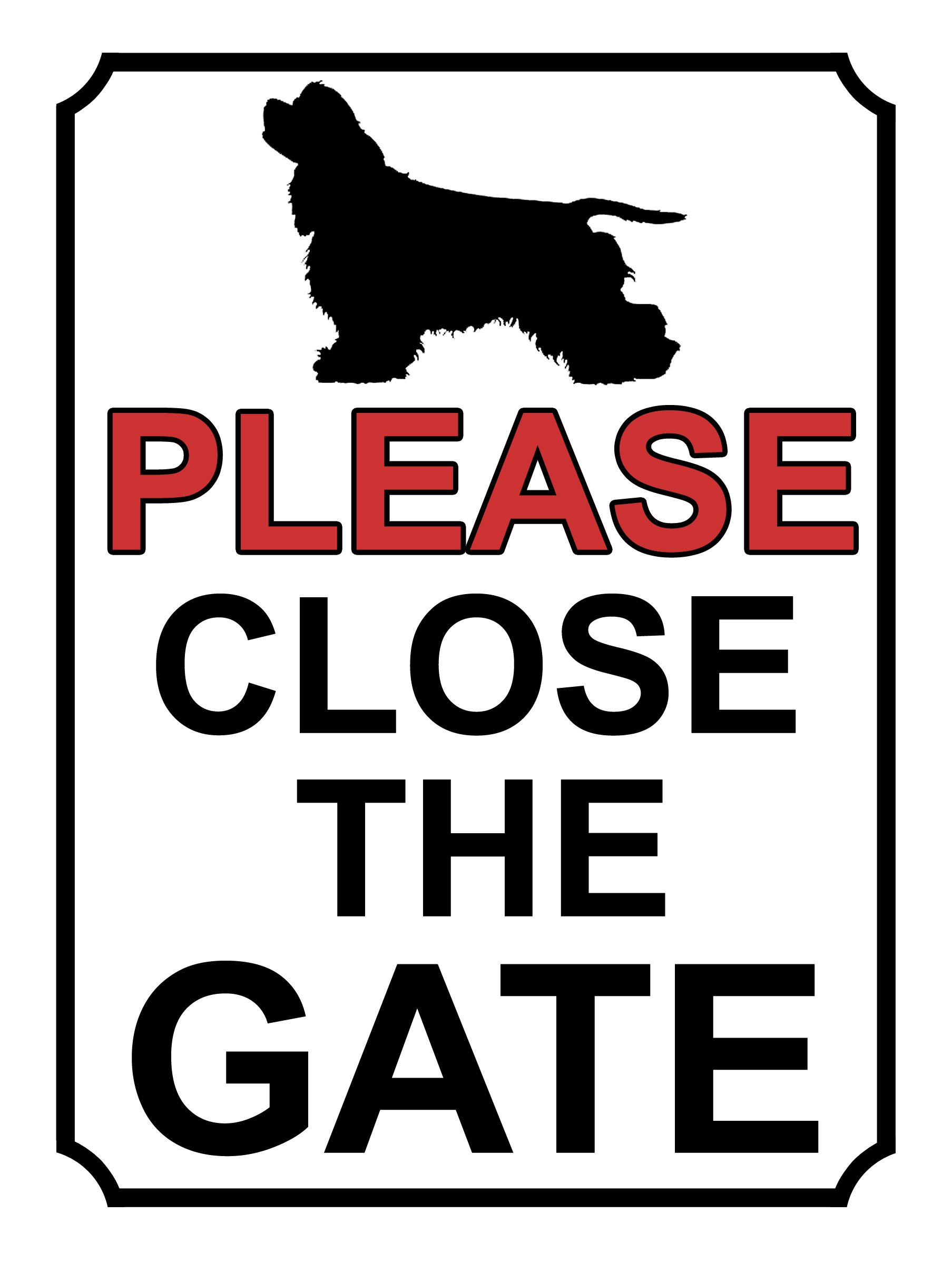 SHAWPRINT PLEASE CLOSE THE GATE DOG THEME METAL SIGN 267MM X 200MM (407H1L) LARGE 10" X 8"
