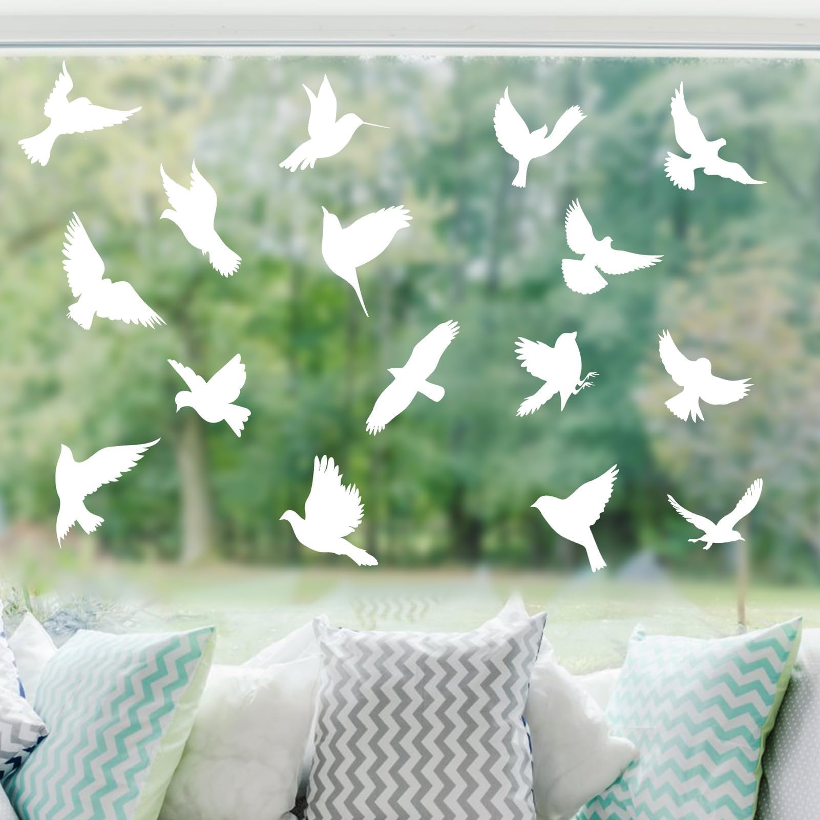 Autocollants Anti-Collision Oiseaux – 16 Stickers Réutilisables Électrostatiques, Motifs d’Oiseaux Variés, Grands Formats Translucides pour Fenêtres et Portes Vitrées Intérieures & Extérieures
