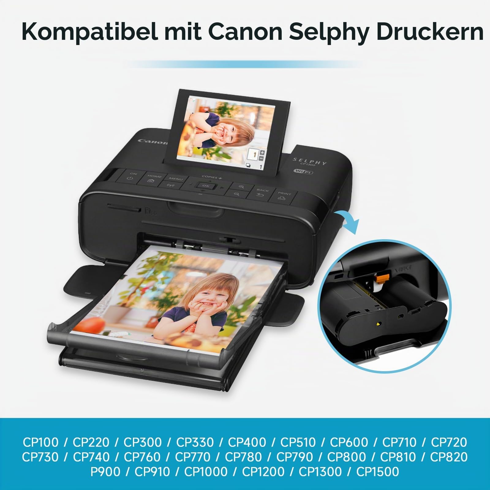 Ersatz für Canon Selphy cp1500 cp1300 Fotopapier KP-108IN 3115B001(AA) Kartusche und Papier, kompatibel mit Canon selphy cp1500 fotopapier, 3 Tintenpatronen mit 108 Papieren (100 x 148 mm)