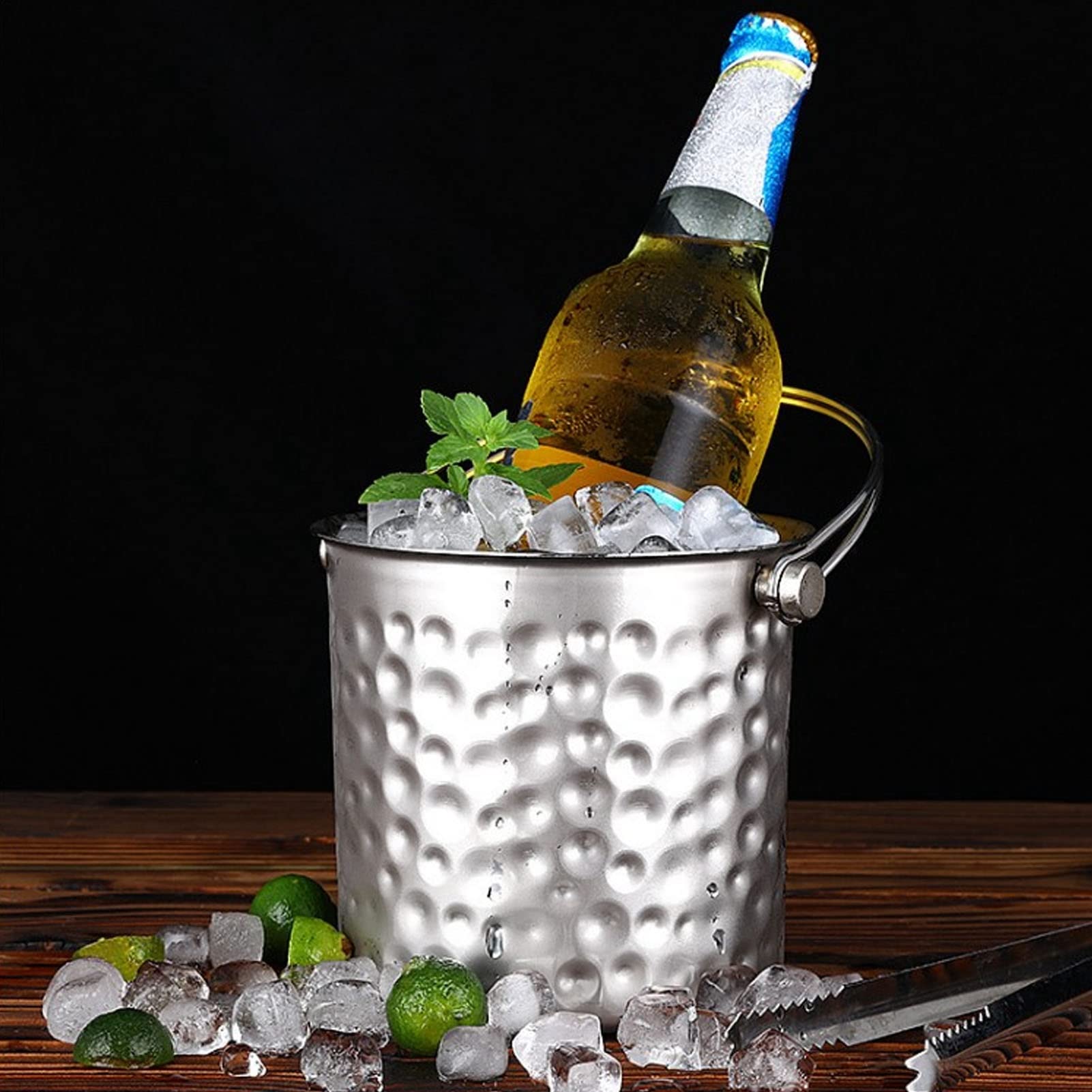 Bar KTV Birra Champagne Vino Secchiello per il ghiaccio Secchiello per il ghiaccio in acciaio inossidabile con punta a martello con manico