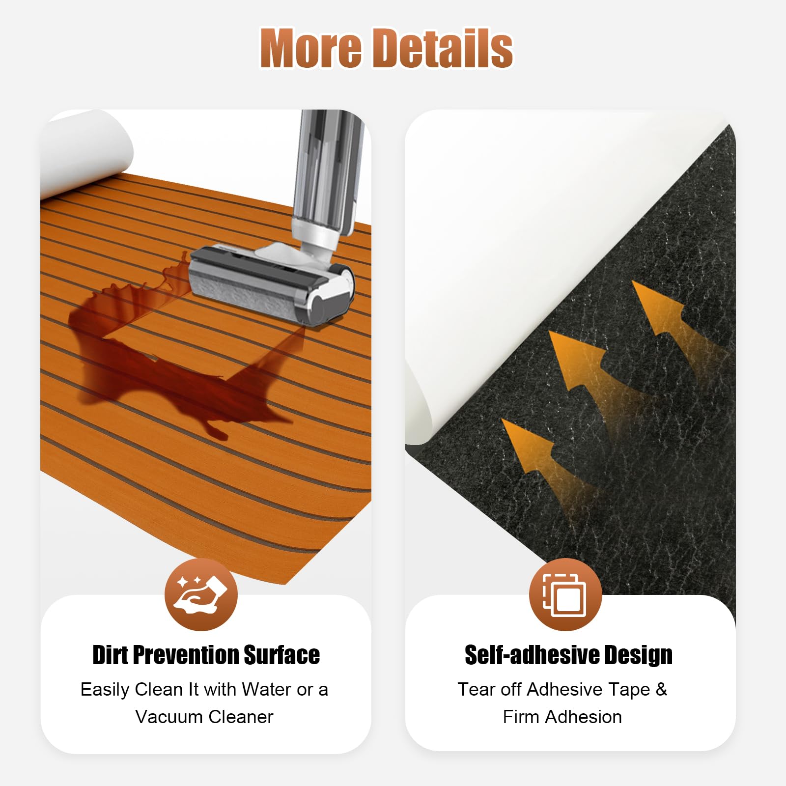 Revestimiento de suelo de barco de espuma EVA autoadhesivo, 269 x 89 cm, revestimiento para barcos con aspecto de teca de 6 mm, antideslizante, alfombrilla para cortar para yate, autocaravana