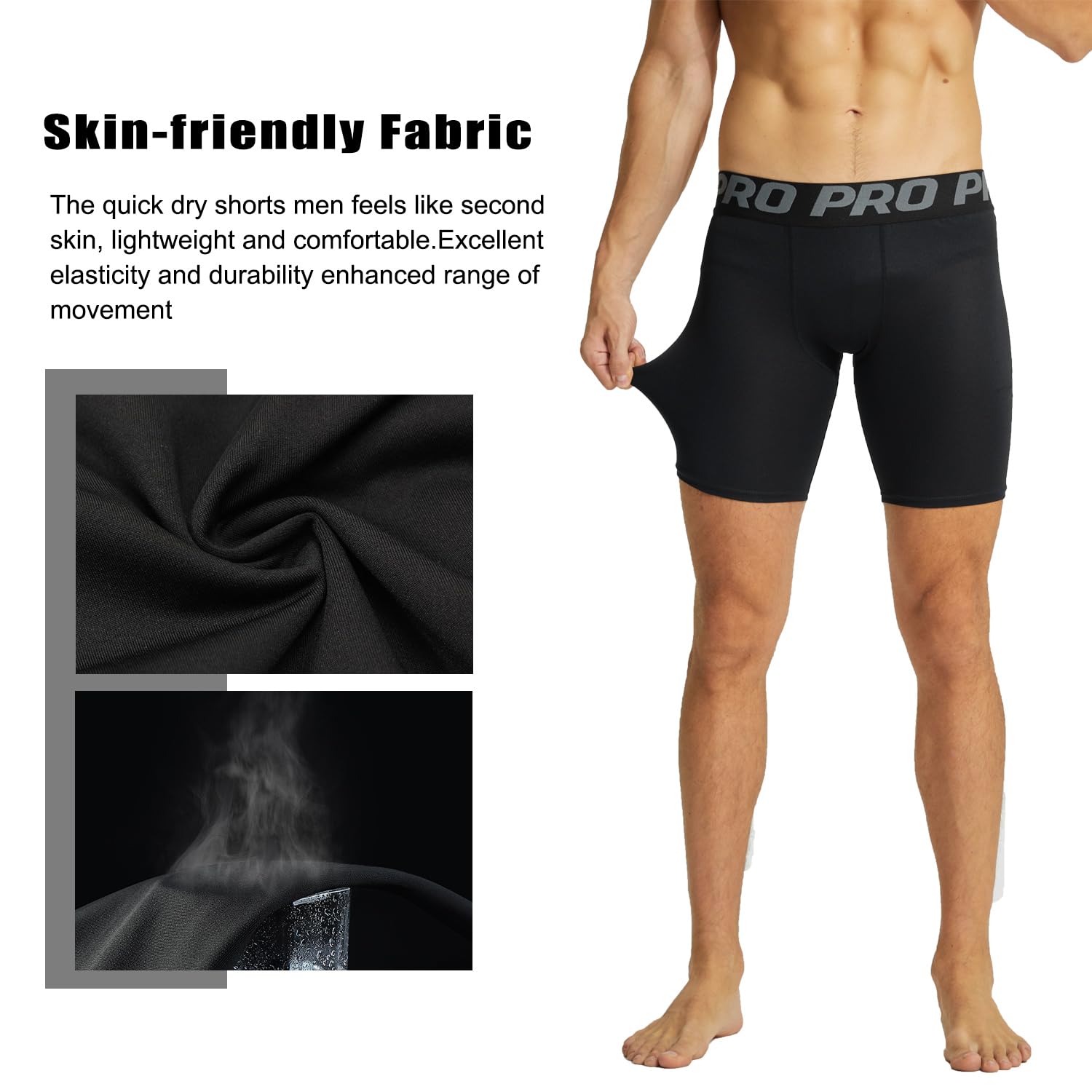 Lot de 3 Short de Compression Homme Short Running Homme à Séchage Rapide et Respirant Short de Sport Ajusté Anti Frottement Fitness Court Collant