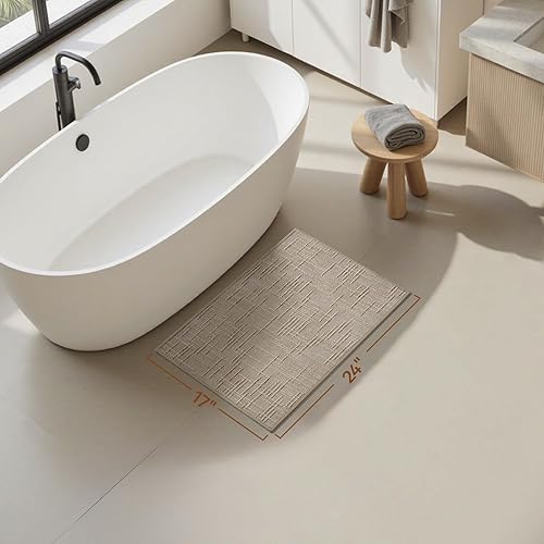 Miniatura 6 de AMOAMI Bath Mat Non Slip Super Absorbent Quick Dry Bath Mats for Bathroom Floor Rubber Backing Washable Bathroom Rugs Modern Woven Jacquard Mat,