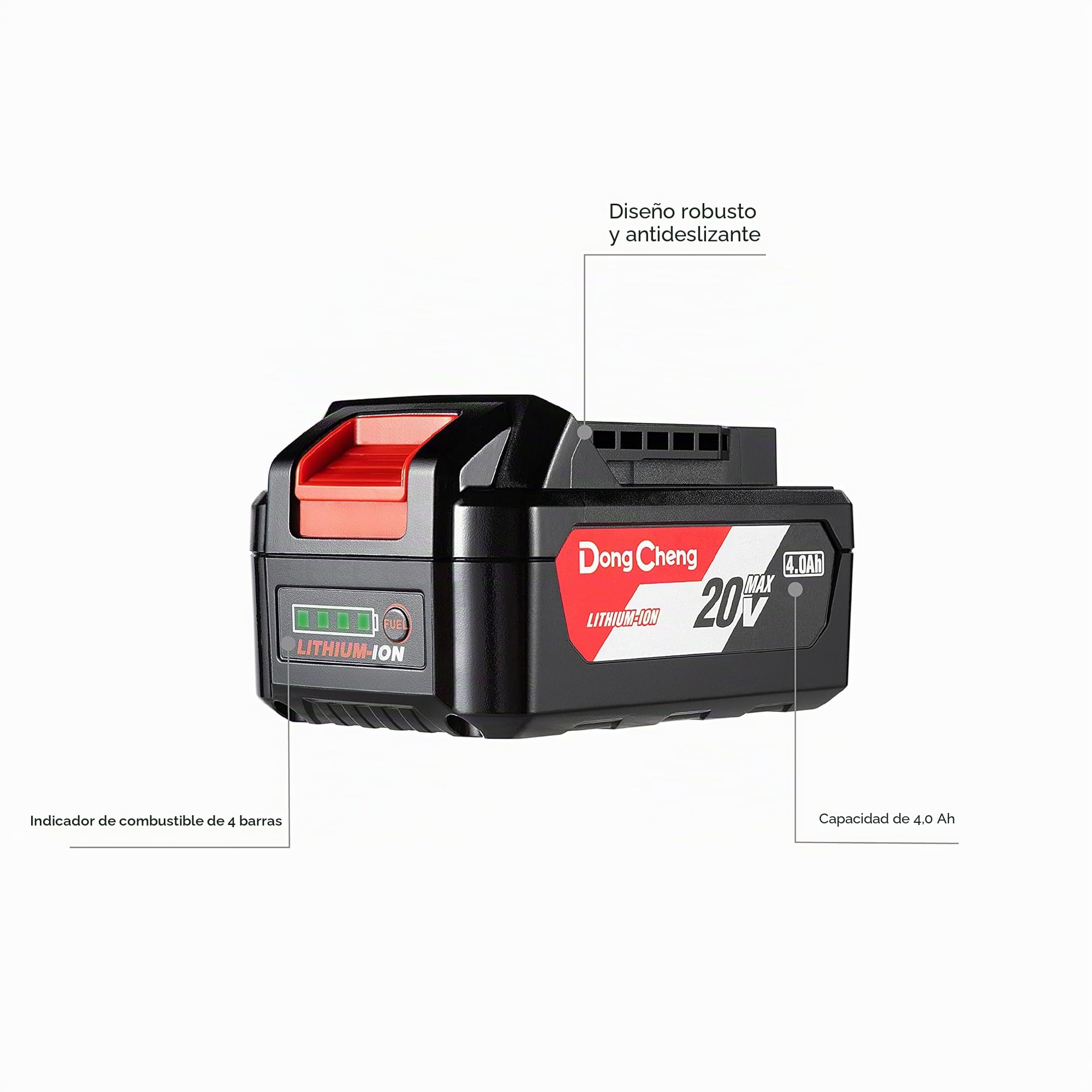 DongCheng 18V (20V MAX) Batería, Batería de iones de litio de alta capacidad de 4,0 Ah, compatible con herramientas eléctricas DongCheng 18V (20V MAX), número de modelo FFBL2040