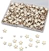 Luter 500 x Wooden Star Craft Ornaments Unfinished Blank Wooden Star Slices Embellishments for Christmas, Wedding, Party Decoration, DIY Cards, 5 Mixed Sizes