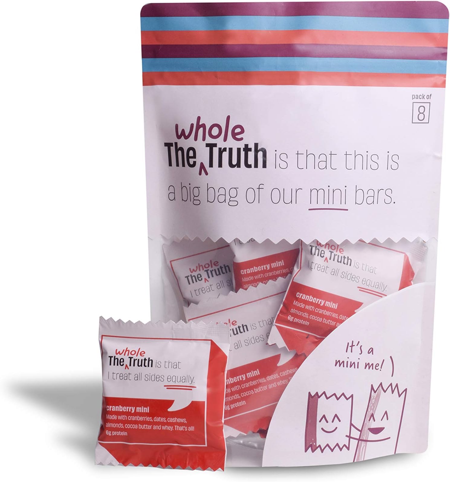 The Whole TruthProtein Bars Mini Cranberry Pack of 8 x 27g each No Added Sugar No Preservatives No Artificial Sweeteners No Gluten or Soy All Natural Ingredients