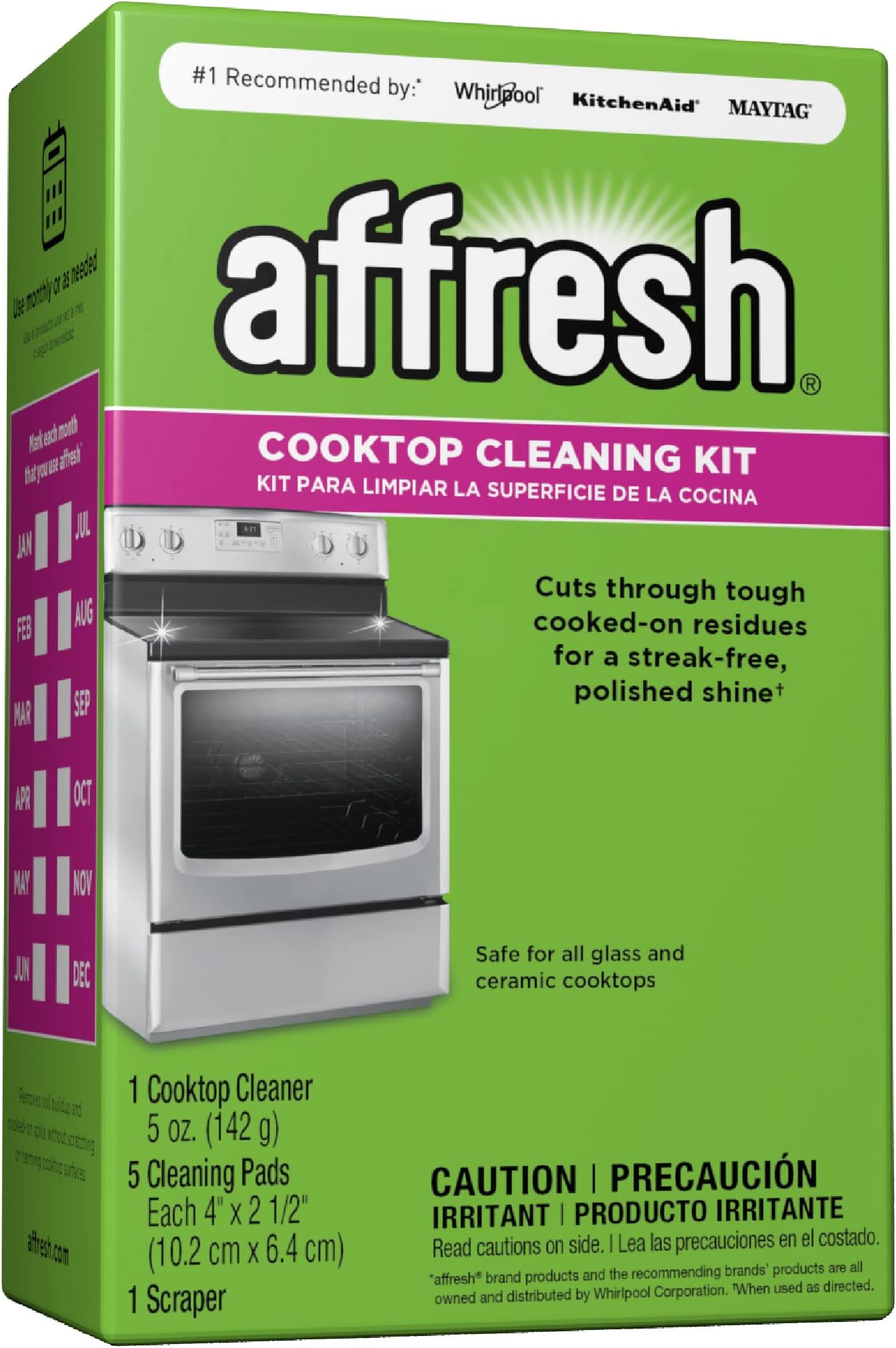 Cooktop Cleaning Kit, Safe for Glass & Ceramic Cooktops, Includes 5 oz cleaner, 5 pads, 1 scraper