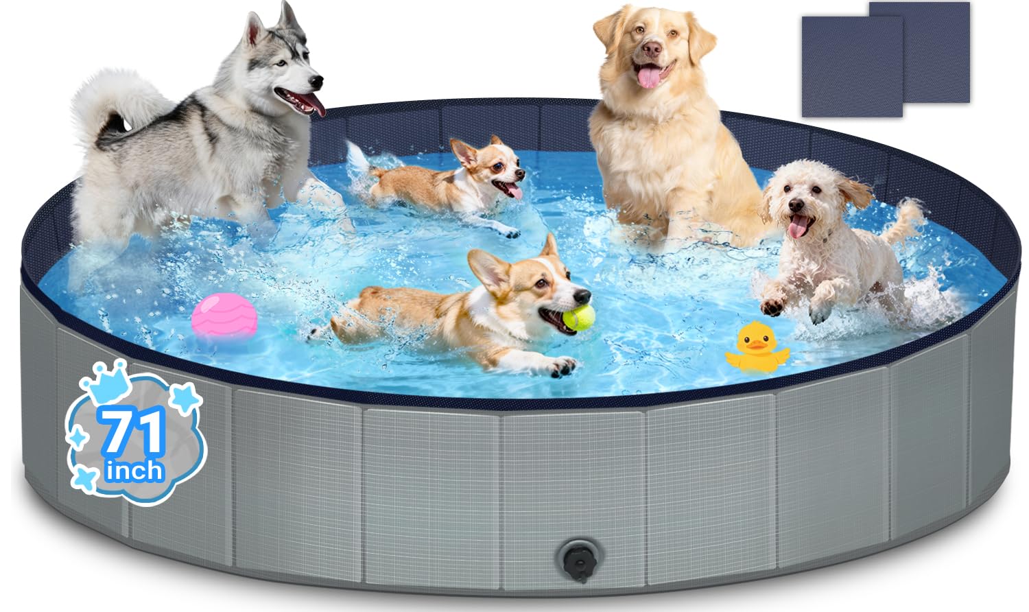 Piscine Chien – Piscine Pliable180 x 30, Panneau PP amélioré de 5mm et Fond épaissi, Pataugeoire Portable Piscine pour Chien de Grande et Moyenne Taille, Idéale pour l'intérieur et l'extérieur