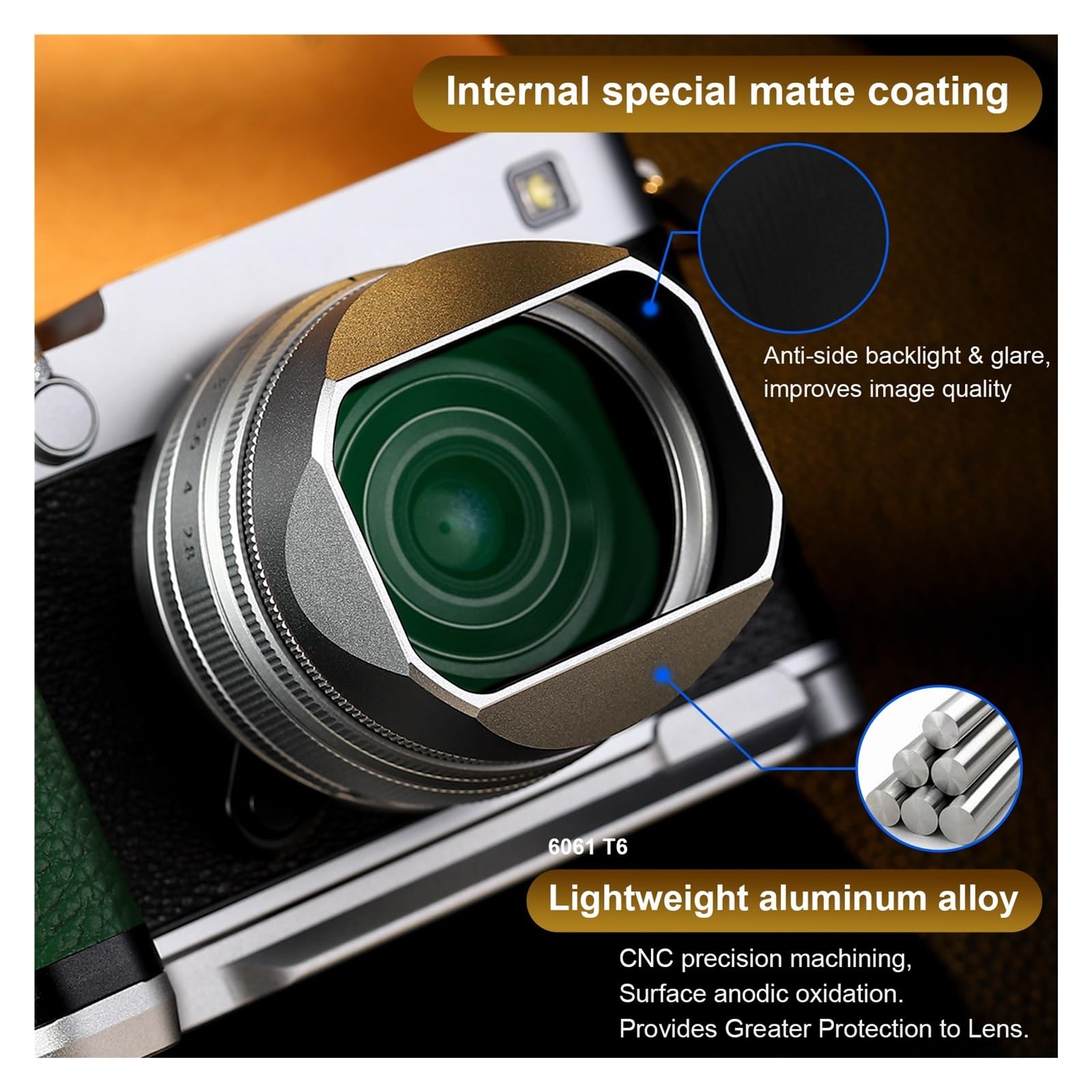 Camera Lens Hood, Compatible con Parasol Fujifilm XF 23 de 27 mm.
