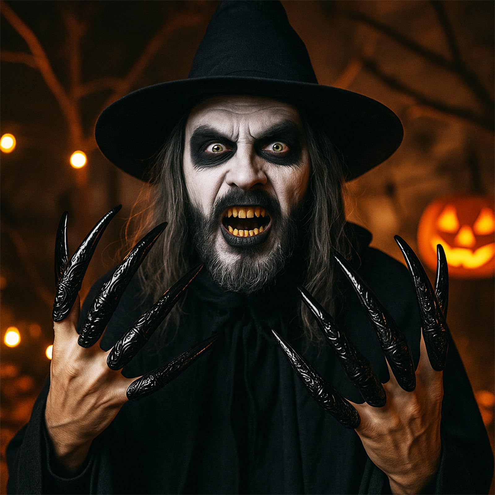 Tucnoeu 20 Pcs Black Finger Claws for Halloween Adjustable Claw Rings and Claw Nails for Scary Halloween Costumes Perfect for Cosplay and Gothic Accessories - Image 4