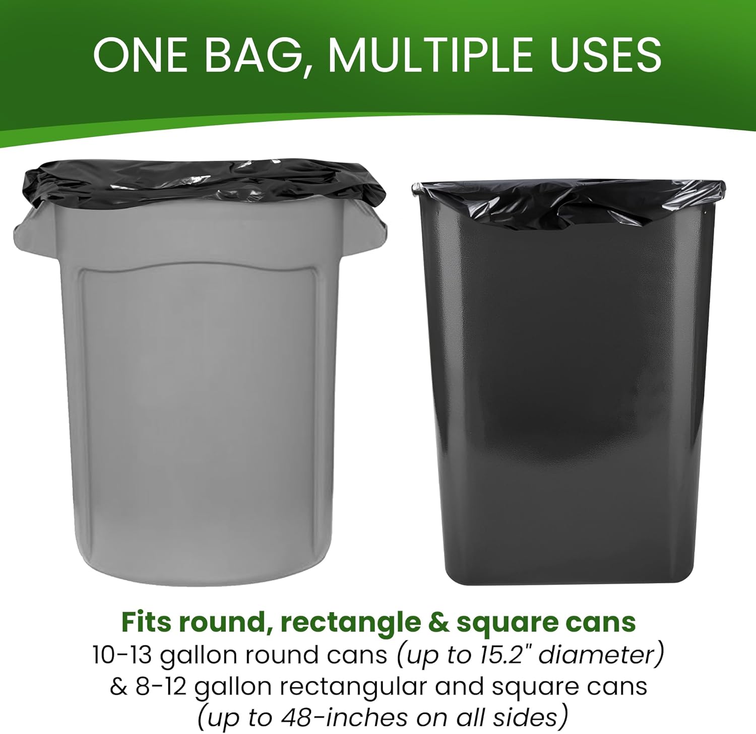 Betta 10-13 Gallon Black High-Density Trash Bags, 500 Count Box, (24x33-inch) Commercial Medium-Duty Garbage Can Liners