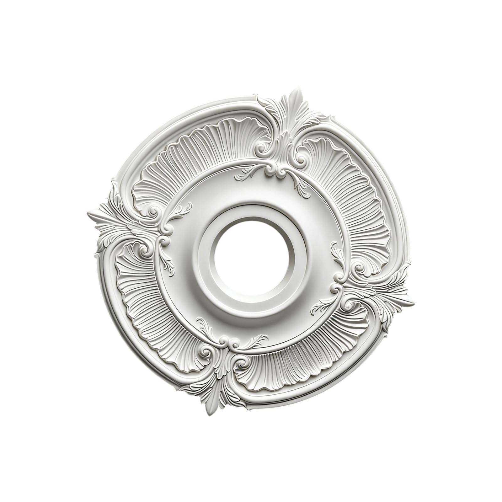 Hsioluted PU Ceiling Medallions Decorative Ceiling Fan Light Fixtures Covers Plate Replacement Round Medallions Enduring Renovation