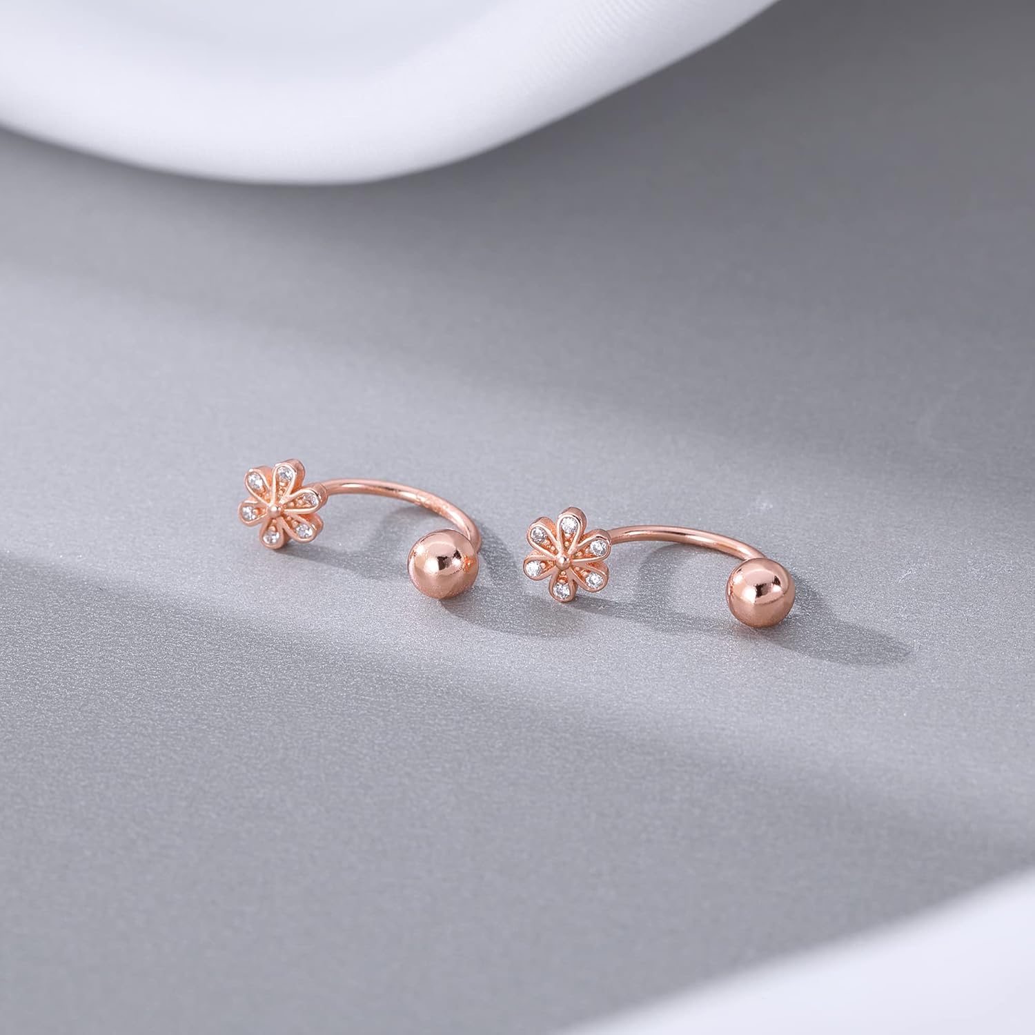 SLUYNZ 925 Sterling Silver Small Daisy Earrings Cuff for Women Teens Flower Half Hoop Earrings Cartilage Earrings Helix Piercing Ball Studs