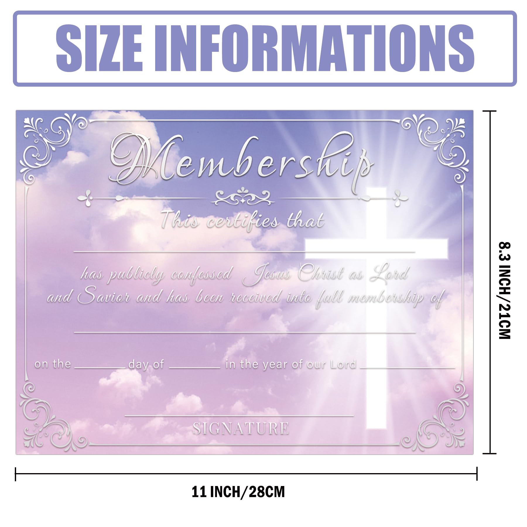SMARSTICKER Church Membership Certificate with Envelopes 11 x 8.3 Inch Certificate of Membership Cards Christian Religious Membership Recognition Certificate 12 pcs (Color2) - Image 2