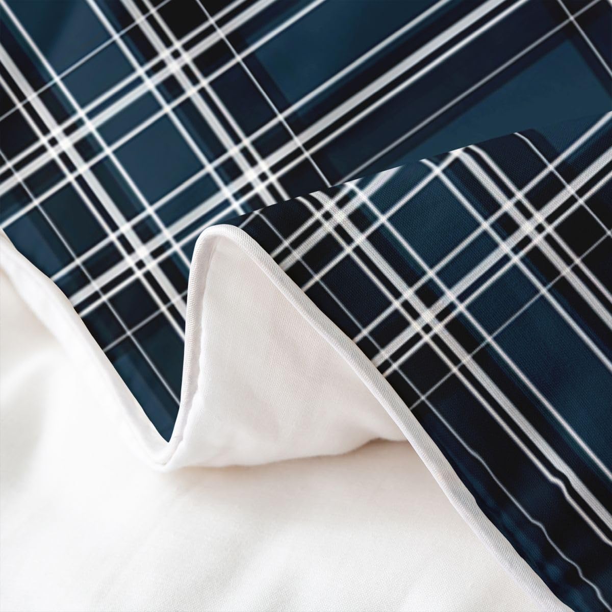 Loussiesd Nowoczesna poszewka na kołdrę w kratę 100% bawełna king size geometryczny zestaw pościeli dla chłopców dziewcząt retro nadruk w kratę poszewka na kołdrę niebieski turkusowy czarny dekoracja