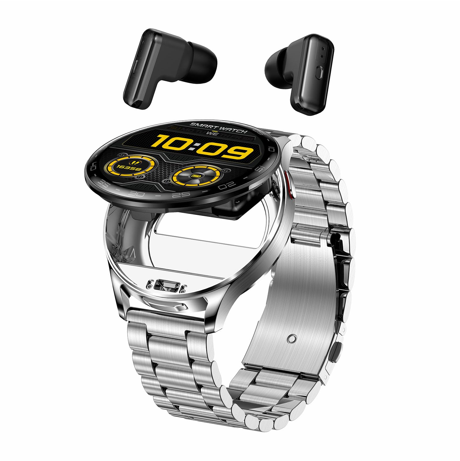 findtime Montre Connectée Homme 1.39''avec Ecouteurs sans Fil Bluetooth TWS intégré Bluetooth sans Fil Casque Intégré Montre Sport Homme Smartwatch Bracelet en Silicon