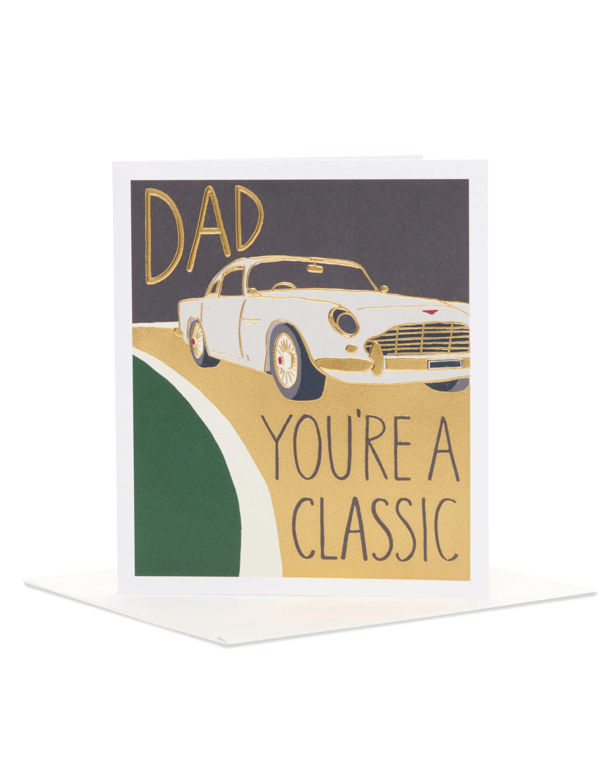 UK Greetings | Birthday Card for Dad | Happy Birthday Gifts | Him, Boys, Men | Gold Foil Car Design | With Envelope | 165 x 190 mm