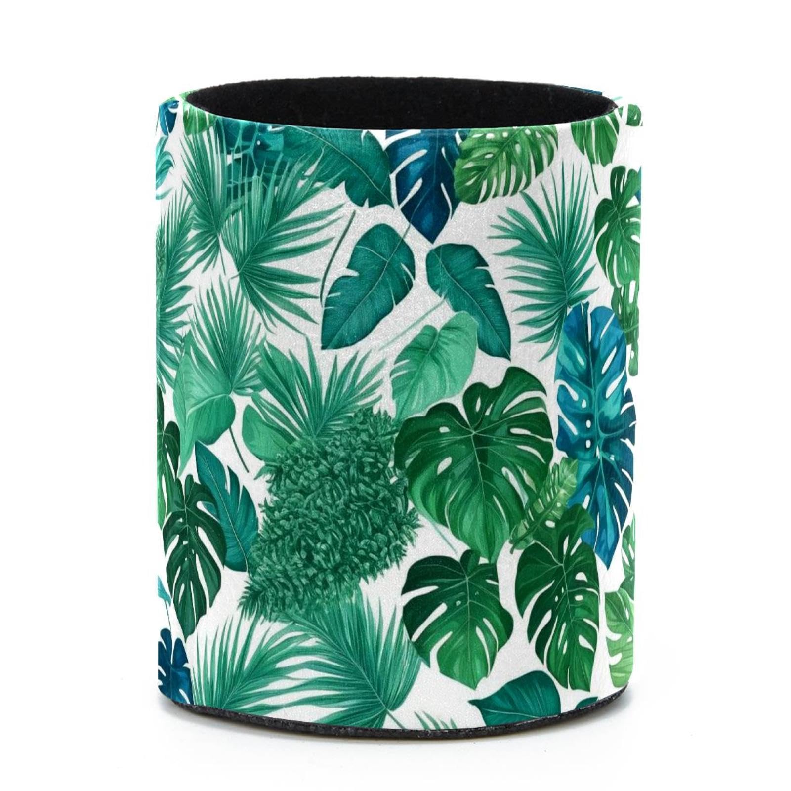 VAPOKF Round Pencil Holders for Desk, Artistic Leaves Pen Holders Pen Pot Makeup Brushes Storage Desktop Stationery Supplies Organiser for Home Office