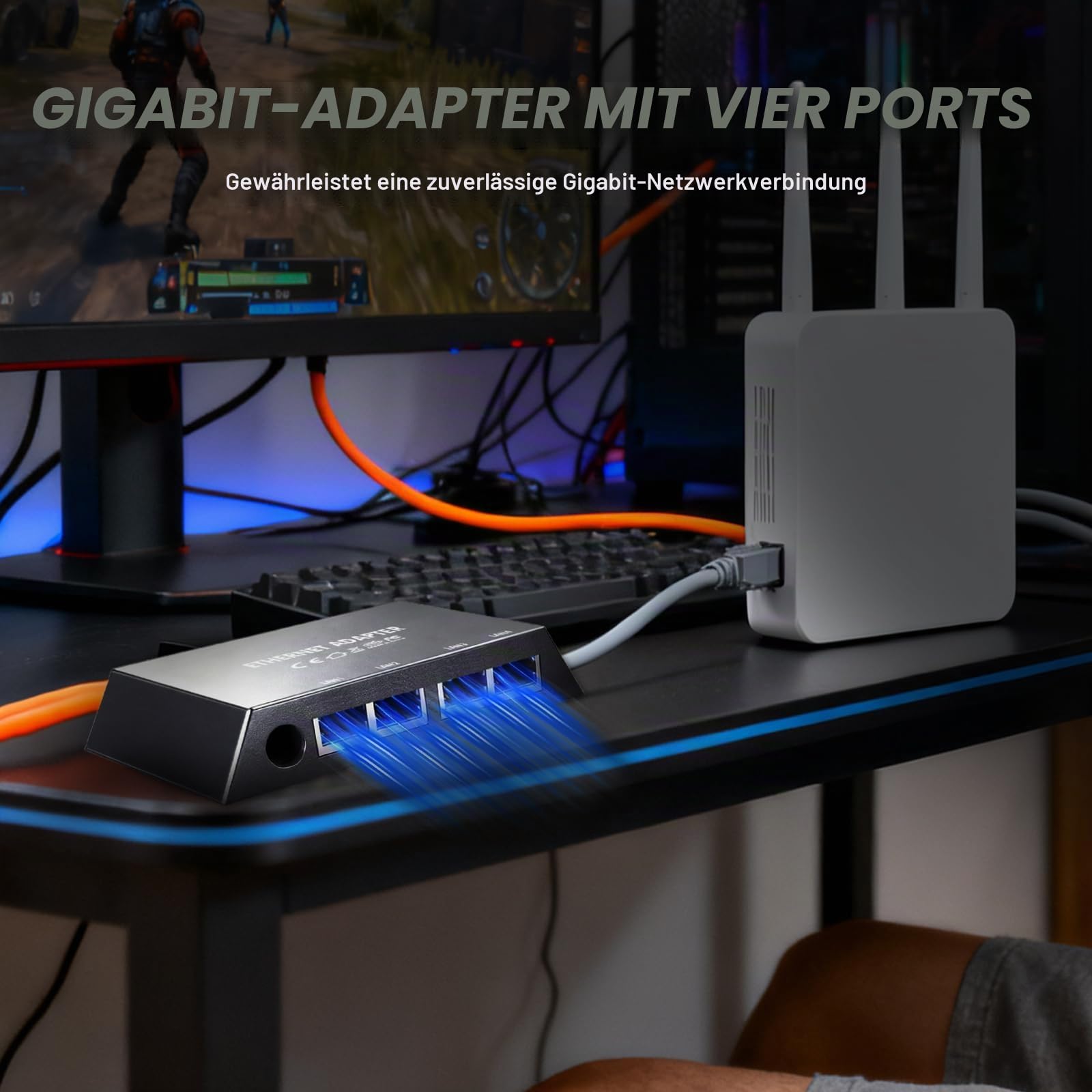 Ethernet-Adapter für Starlink Gen 3/Mini, 4-Port RJ45 LAN-Netzwerkweiterung Gigabit LAN Splitter, Starlink-Ethernet-Adapter LAN Verteiler für kabelgebundene Externe Netzwerke, 4 Geräte gleichzeitig