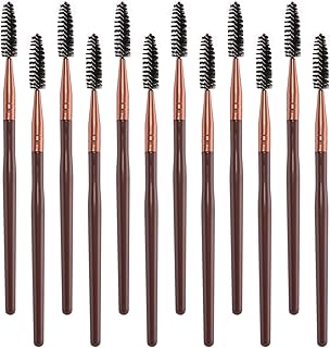 POCMKO 12PCS Mascara Brush Wands, Eyelash Eyebrow Spoolies Brush for Makeup, Long Handle Lash Brush Applicators, Makeup Lash Spoolies Set, Eye Brow Brush Applicator for Lash Extensions