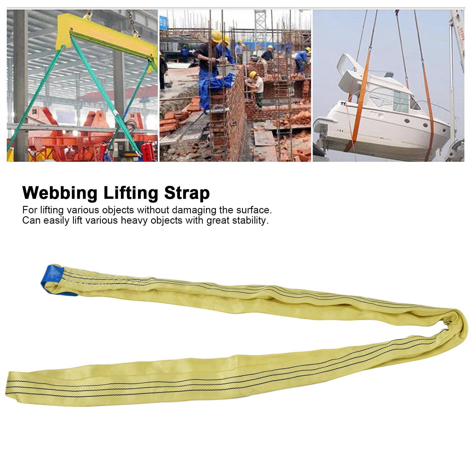 Lifting Sling, Lifting Straps for Hoist Round Sling Hoist Strap, Soft Lifting Webbing, 3T Endless Strap, PES Material, for Transportation, Port Hoisting and Engineering (6m)
