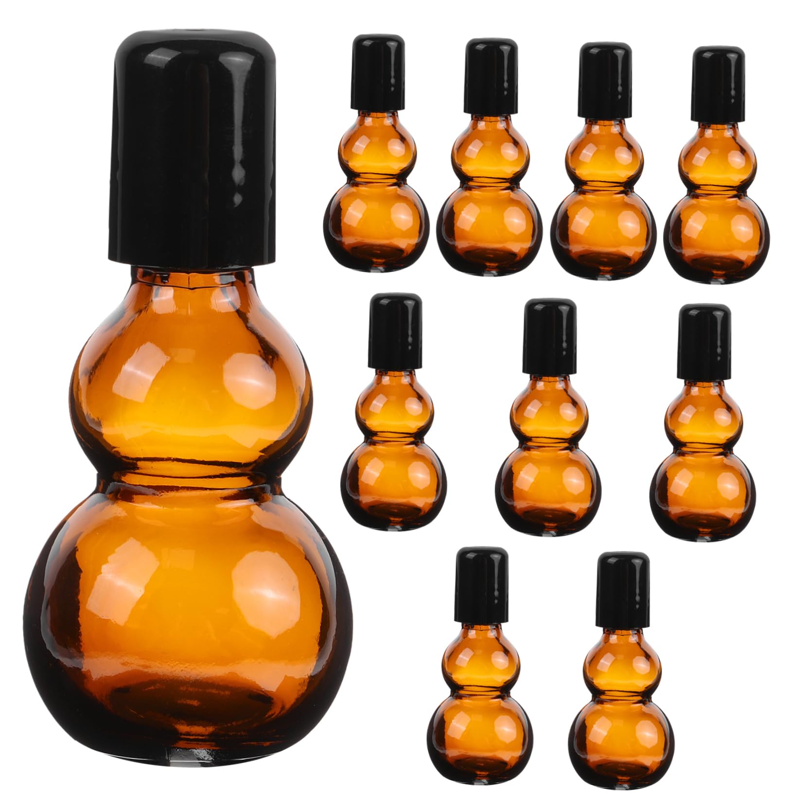 Healeved 10pezzi Bottiglie Vuote Profumo Roller in Vetro Color Tè Bottiglie Ricaricabili Per Oli Essenziali e Profumi Protette Da Luce Portatili Per Viaggi e Uso Quotidiano