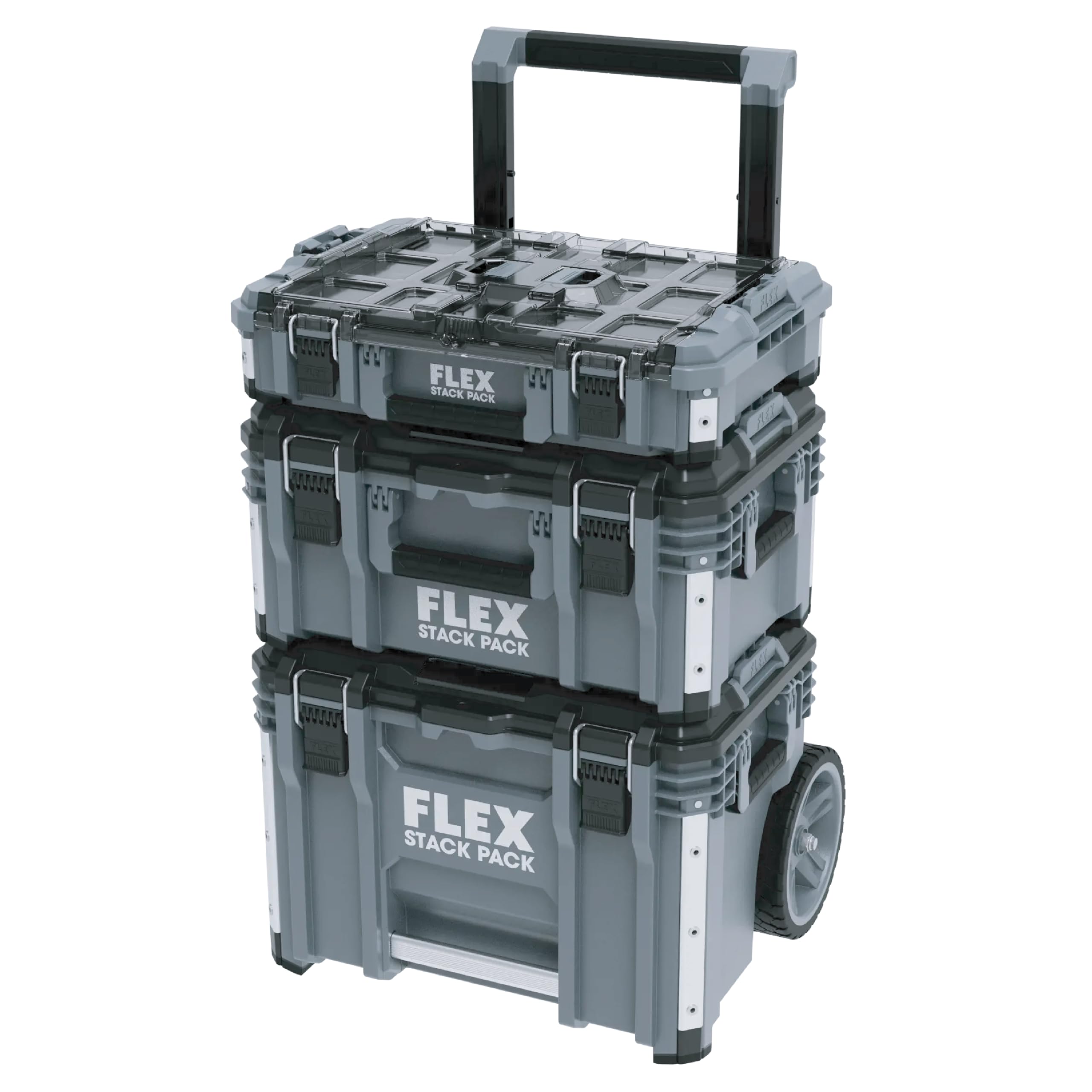 Flex Zestaw walizek transportowych STACK Standard (z odpornego na uderzenia tworzywa sztucznego, z szybkozłączkami, walizka narzędziowa) 531461
