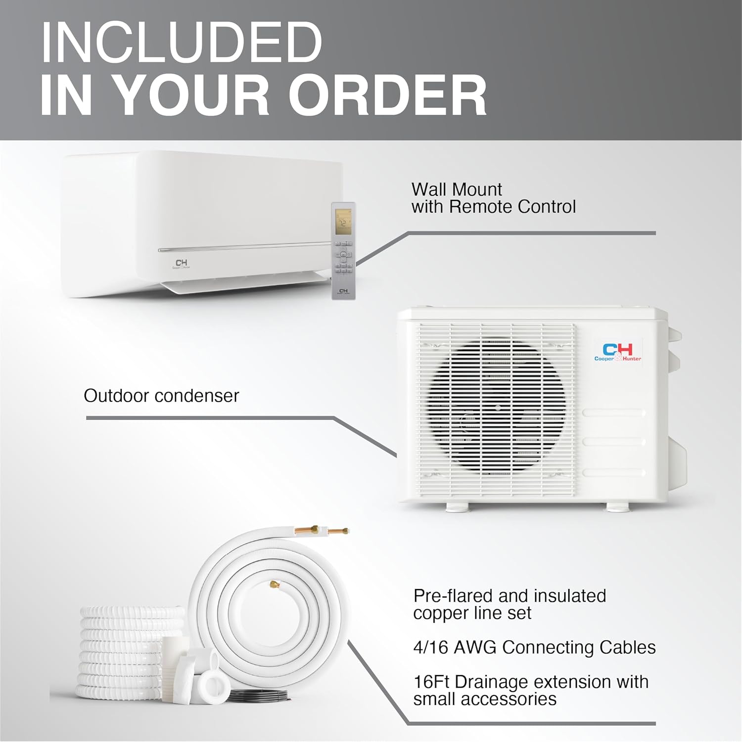 White 1 Ton Mini Split Air Conditioner and Heater with Heat Pump