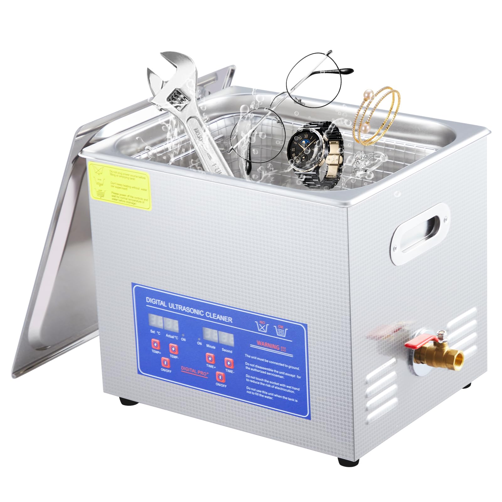 GarveeTech Commercial Ultrasonic Cleaner, 10L Professional Ultrasonic Cleaner, 40kHz with Digital Timer&Heater, 240w Excellent Cleaning Machine for Watch Eyeglasses Rings