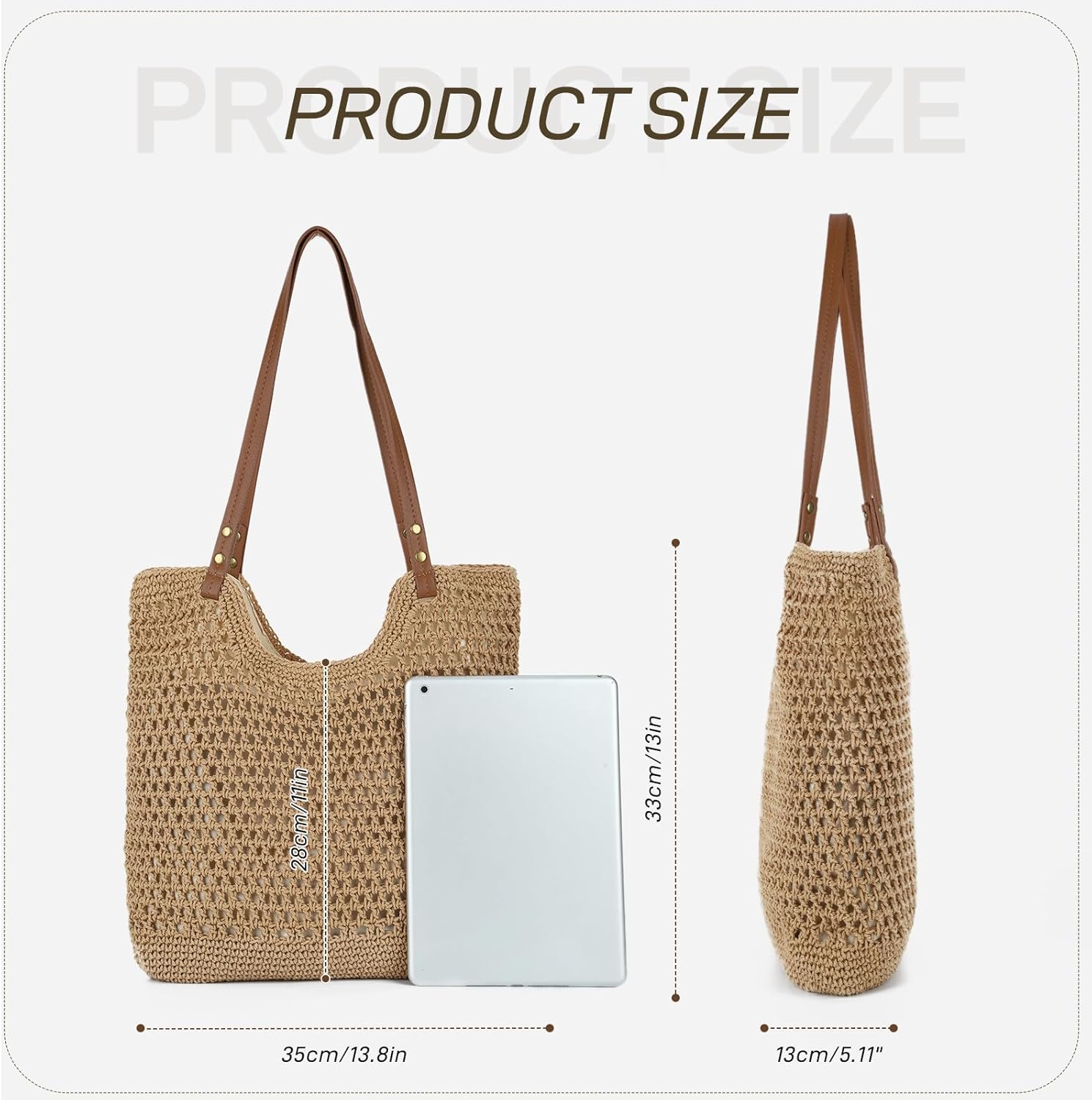 Crochet Beach Bag for Women, Crochet Summer Hobo Purse Bag, Knitted Vacation Travel Boho Shoulder Handbag 2026