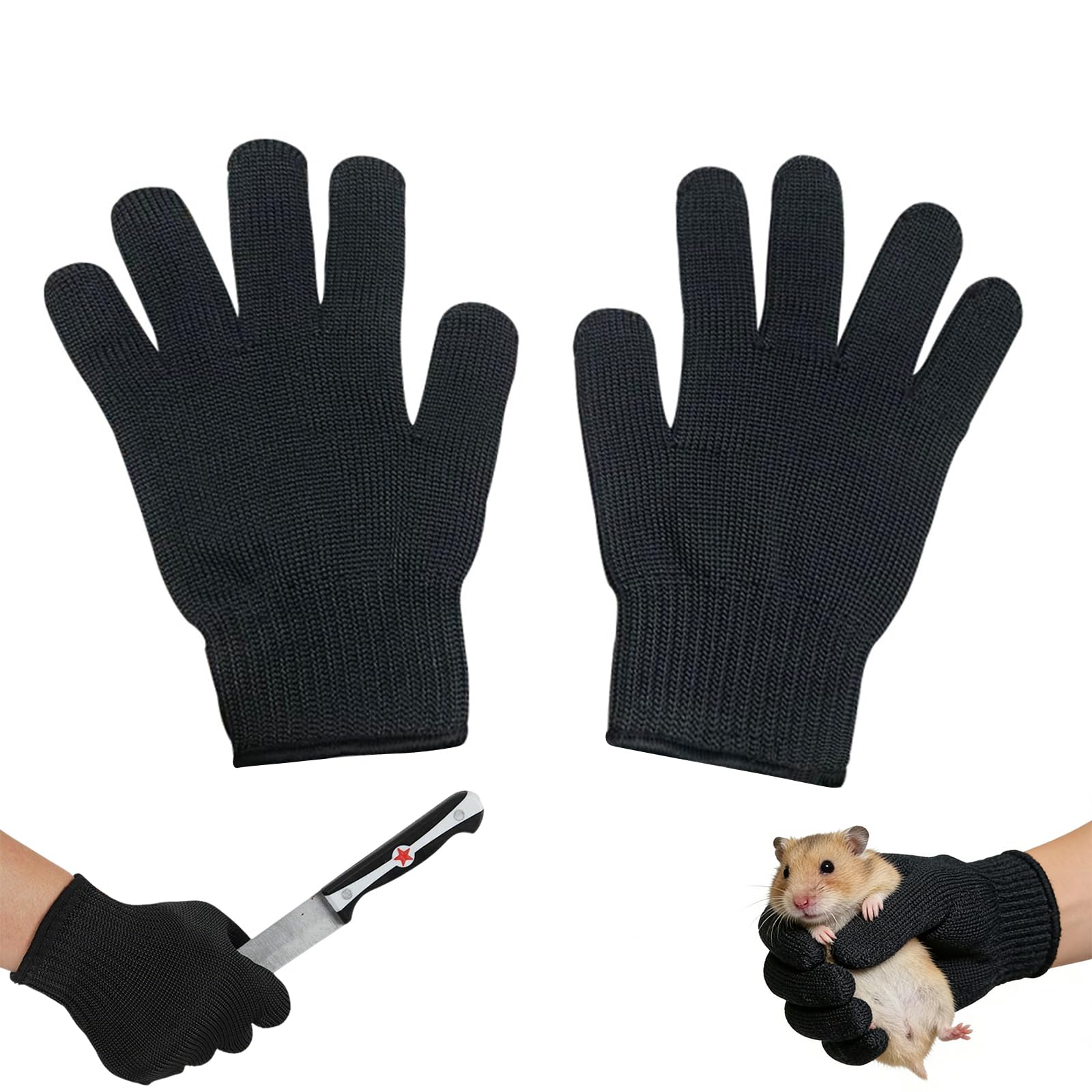UZYXC 1 Pair Cut Resistant Gloves, Anti Bite Pet Handling Gloves for Dogs Cats Birds, Bite Proof Protection with Cut Resistant Material, Black Protective Gloves for Animal Grooming