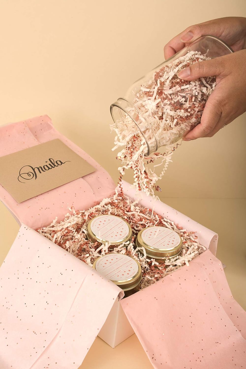 Premium Crinkle Cut Paper - Elegant Rose Gold & Ivory - Gift Box Filler, Gift Baskets & Packaging - Recycled Fibers - 1 lb. or 10 lbs. (1 LB)