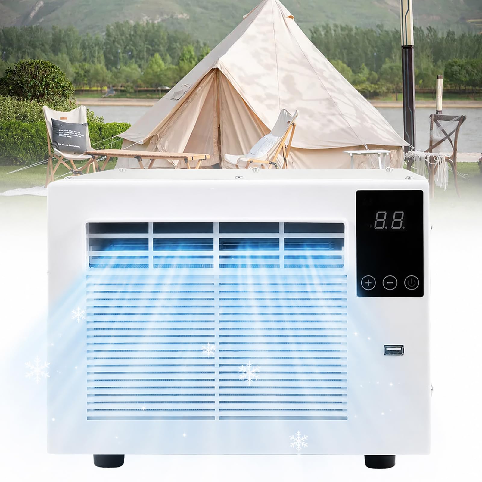 Huachorial Portable Air Conditioner with 3-in-1 Cooling, Ventilation, and Dehumidification, 280W Compact Mini AC for Bedroom, No External Device, Temperature Control and Timer for Home and Office Use