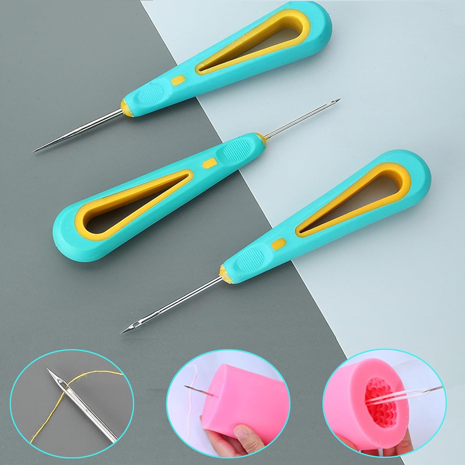LQMBABY 3-Piece Wick Punch Set - Round Hole Candle Wick Needles for Moulds & Silicone Molds, DIY Candle Making Tools (Blue-3 Pcs)