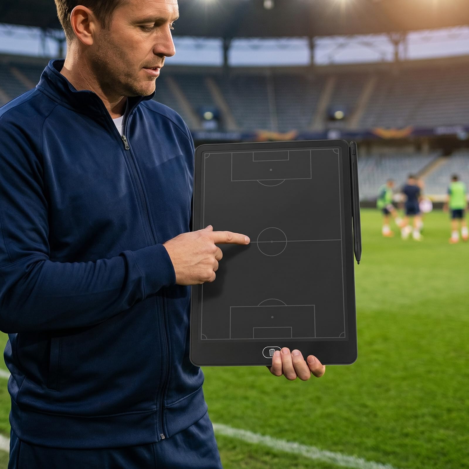 Kichvoe Lavagna elettronica per allenatori di calcio: lavagna bianca cancellabile a secco per strategie di allenamento calcistico - Attrezzatura per allenamento calcistico alimentata a batteria