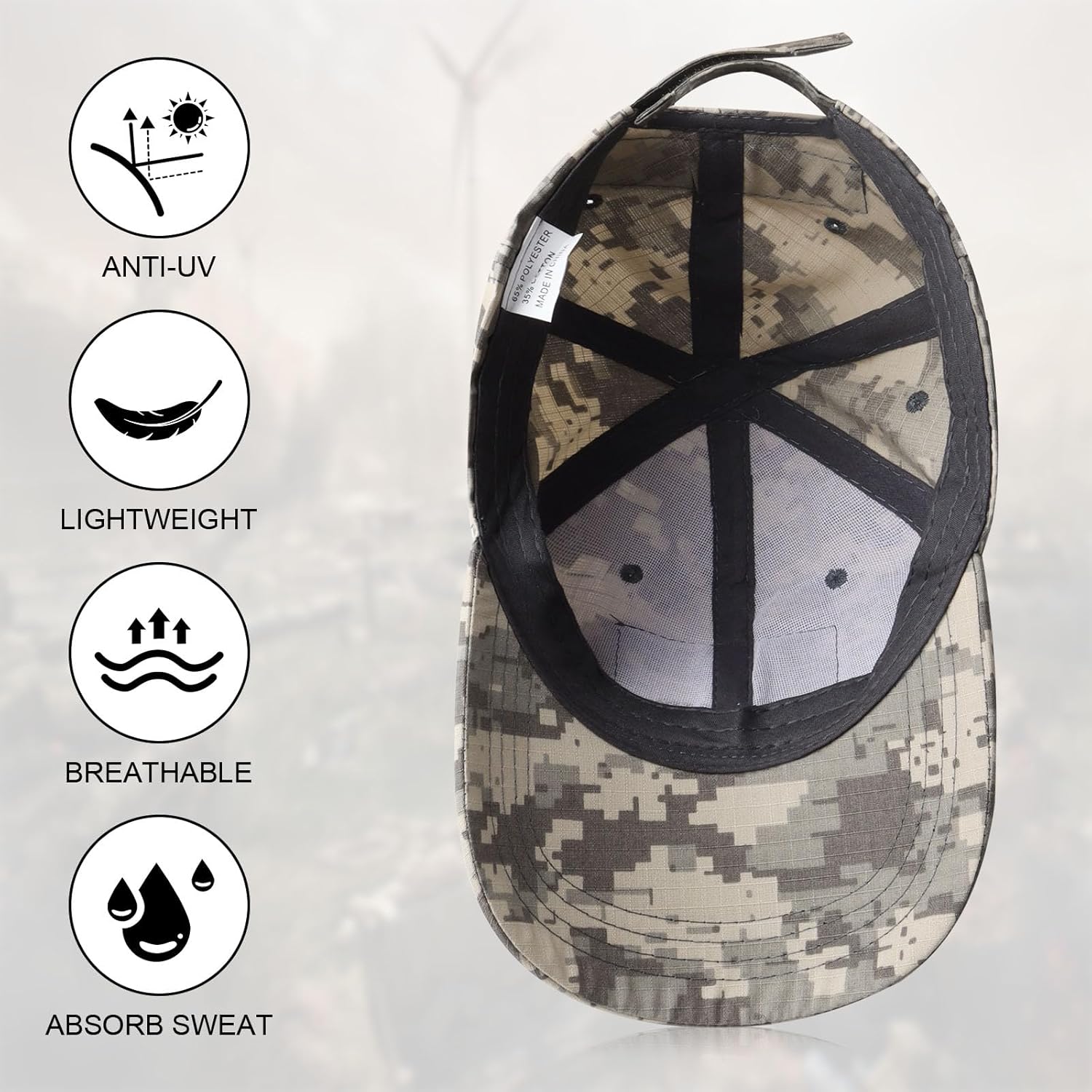 GES Tactical Hat for Men Adjustable Operator Cap with Hook and Loop Panels, Includes USA Flag Patches, Military Baseball Cap - Image 4