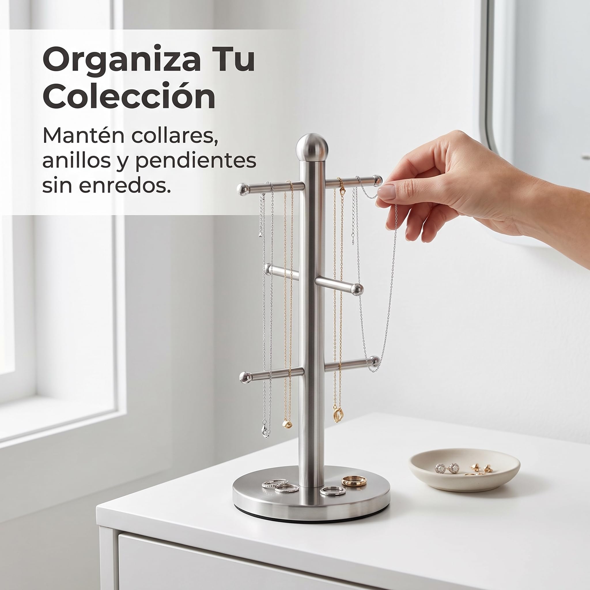 Organizer Gioielli e Porta Collane Verticale in Metallo, Espositore Gioielli per Accessori Capelli