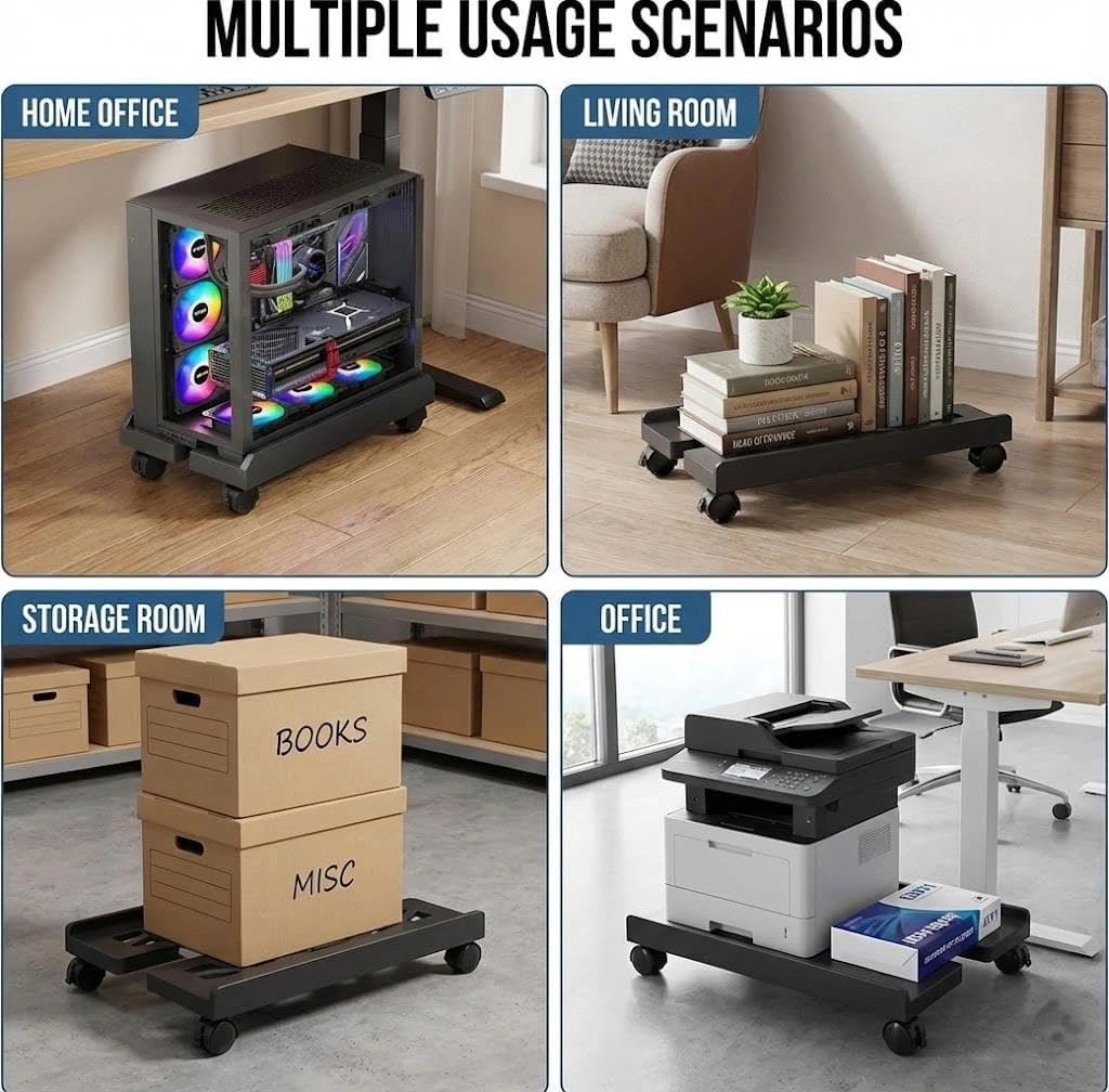 Soporte para Torre de PC con Ruedas, Universal CPU Carrito, Negro