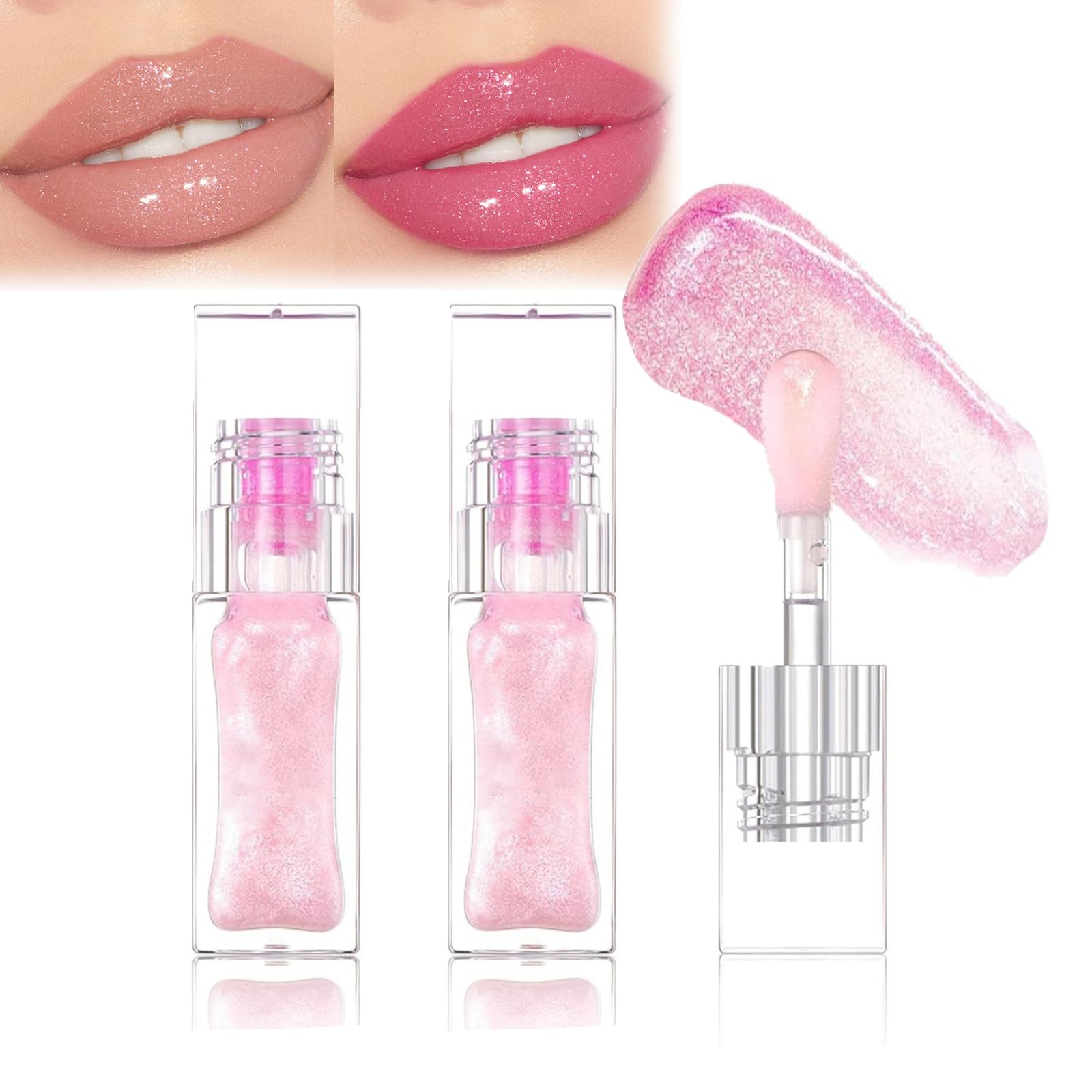 Optimismk Lip Oil, The Pink Galaxy Lip Oil Boss up Gloss, Midnight Magic Color Changing Lip Oil Stain (2pcs, 6.5g)