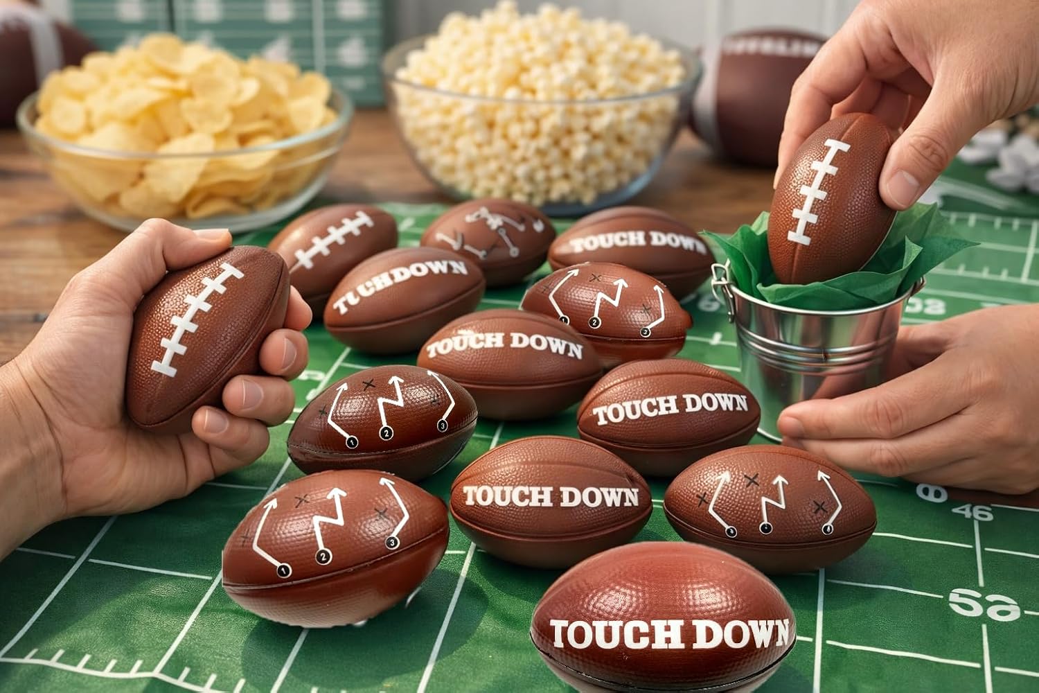 GiftExpress 12 Pack 4 Inch Touchdown Mini Foam Football Stress Balls, Soft Squeeze Sports Balls for Game Day Party Favors, Football Theme Birthday Decorations, Classroom Rewards & Gift Bag Stuffers - Image 3