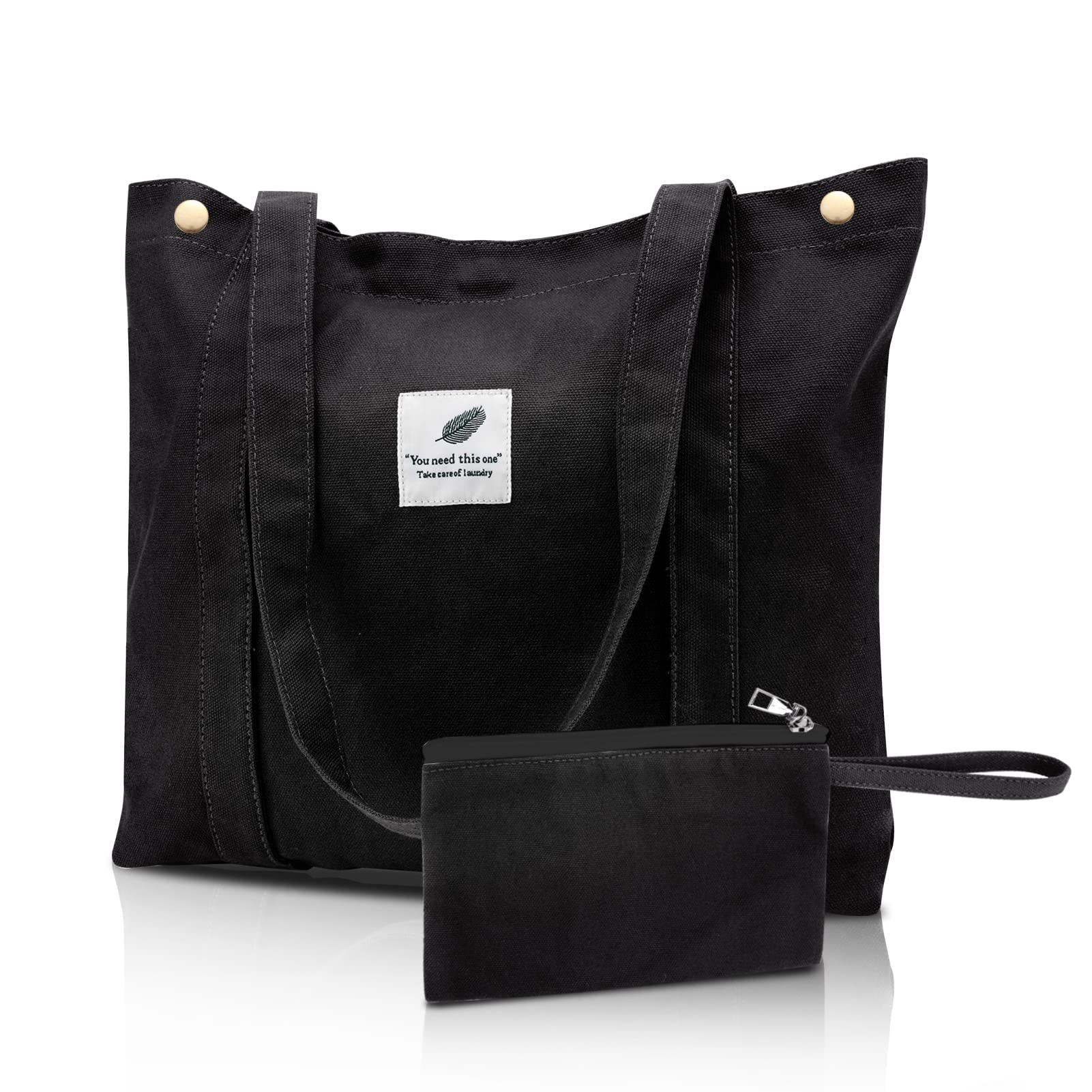 LuckitsWomen Canvas Tote Bag, Large Capacity Lady's Shopping Bags with Inner Pocket, Washable Girl's Shoulder Bag College Bookbag Printed Cotton Bags Cross Body Bag for School Work Travel Daily Use