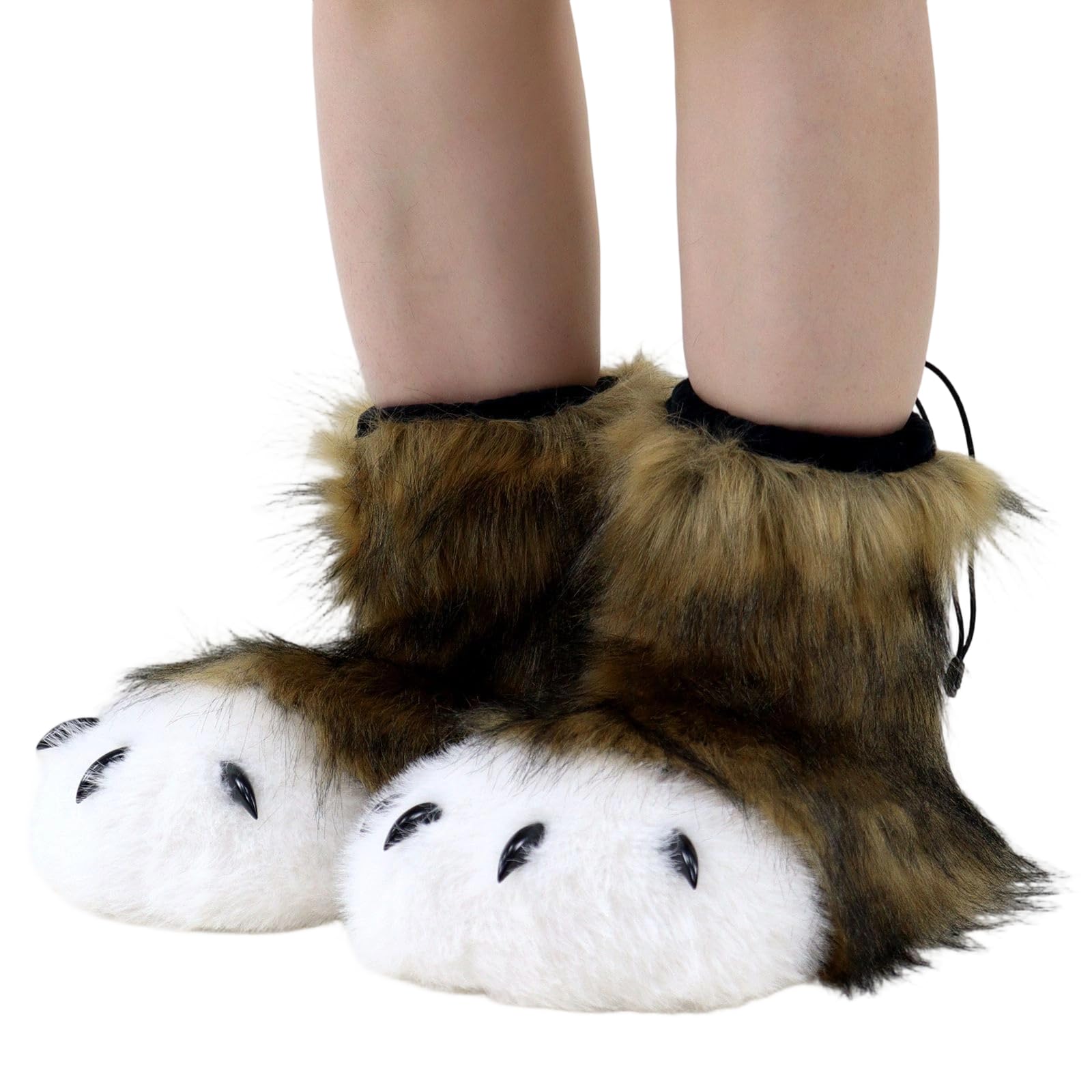 1 paio di pantofole pelose per Halloween, per cosplay, adulti, bambini, accessori per feste, gatti, lupo, cane, volpi, pelliccia, piedi, zampe, artiglio