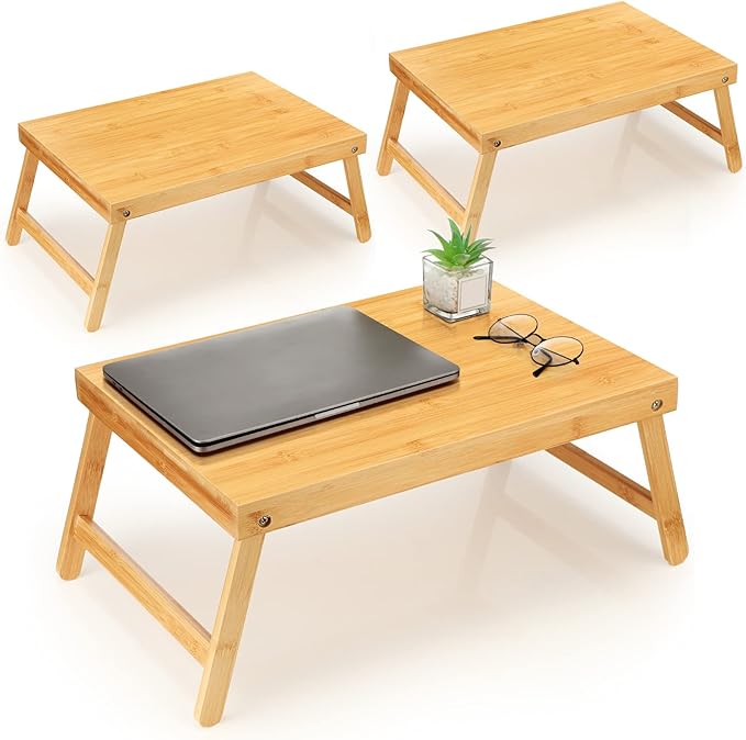 3 Pieces Wooden Lap Desk for Bed Bamboo Acacia Table Bed