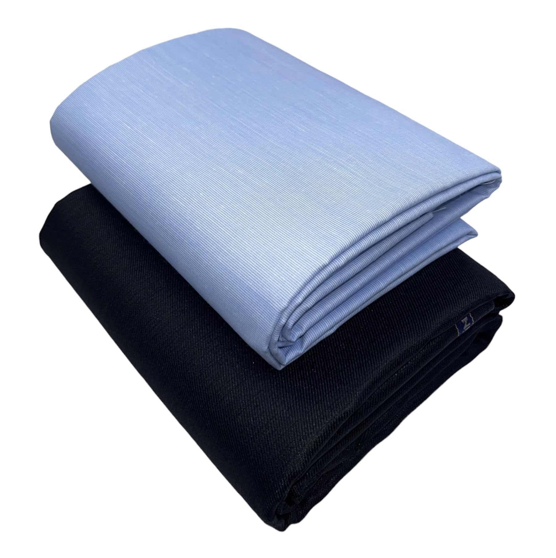 JHABAK'SPremium Shirt And Trouser Fabric- Cotton Blend Solid Material- 2.25M Shirt Cloth- 1.20M Pant Piece (Blue Shirt, Navy Blue Trouser)