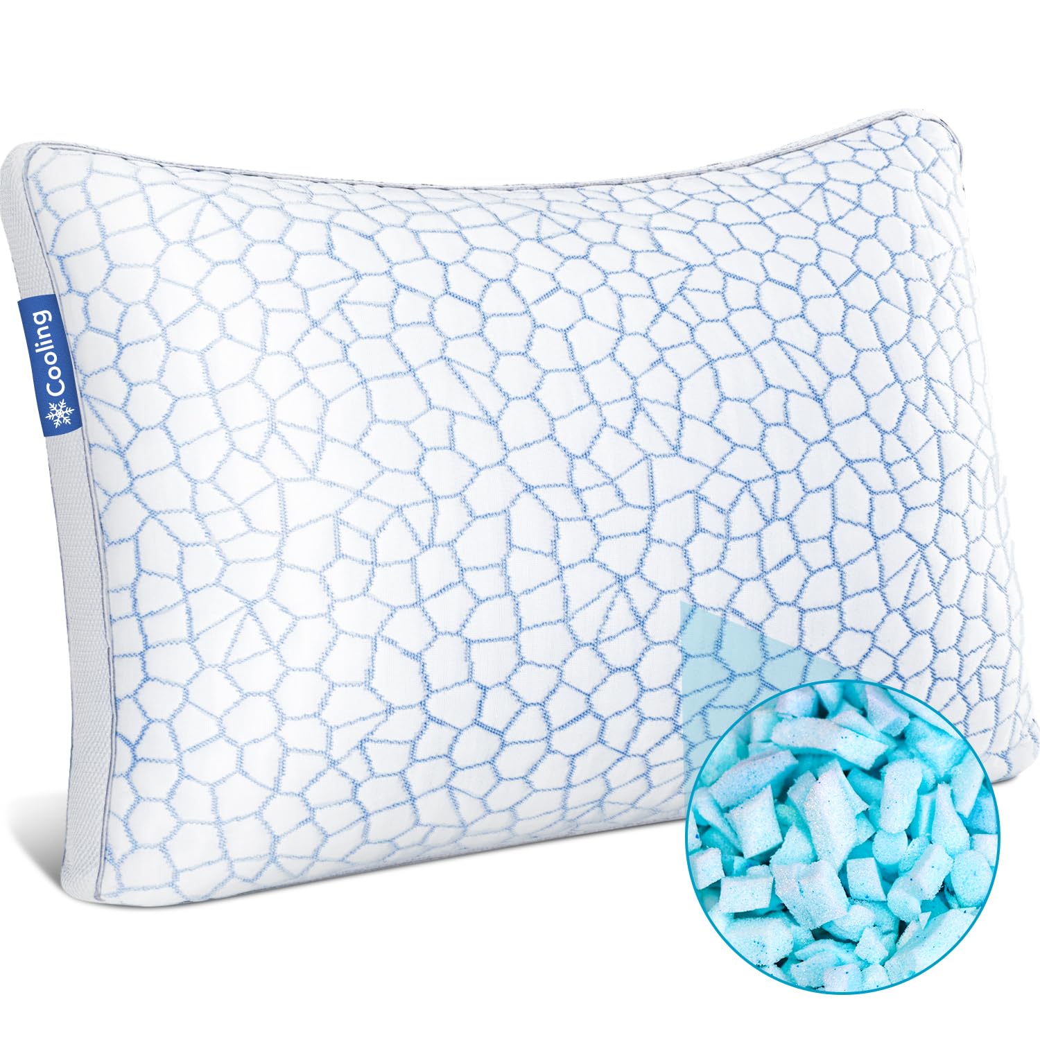 QUTOOLLuxury Cooling Memory Foam Pillows 2 Pack, Bed Pillows Standard Size Set of 2, Adjustable Gel Pillows for Side, Back Sleepers with Removable Cover